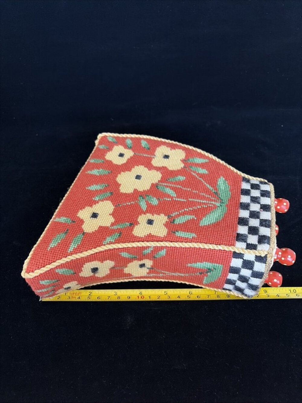 Mary Engelbreit Needlepoint Floral Vase Holder Cachepot Finished Needlepoint Vtg - Picture 10 of 10